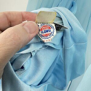 vintage 60s EMMA DOMB maxi dress gown chiffon beaded cape evening party blue S M